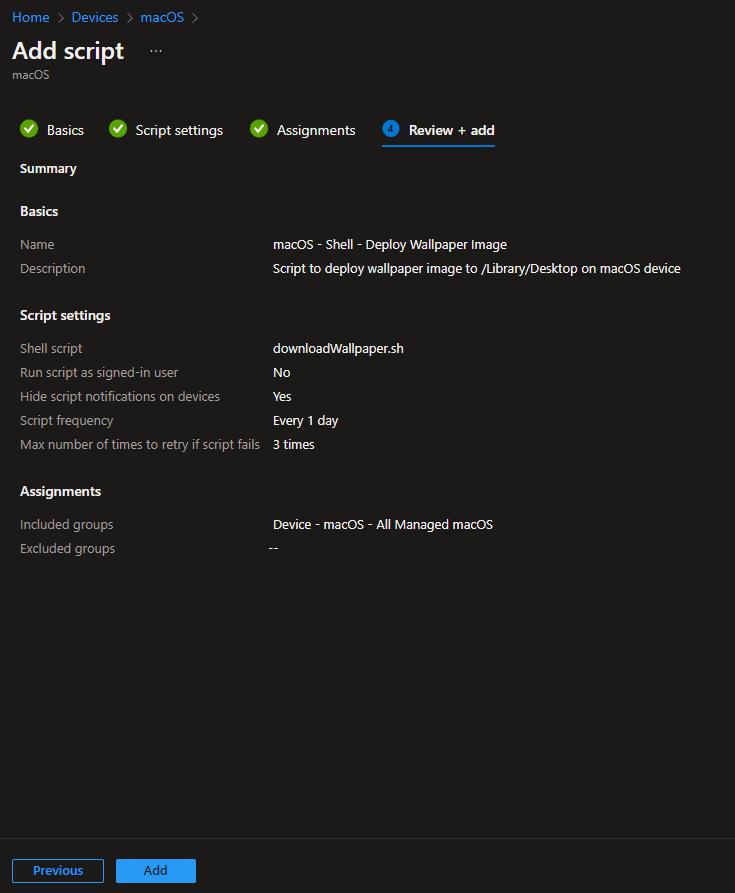 Select deployment group for script